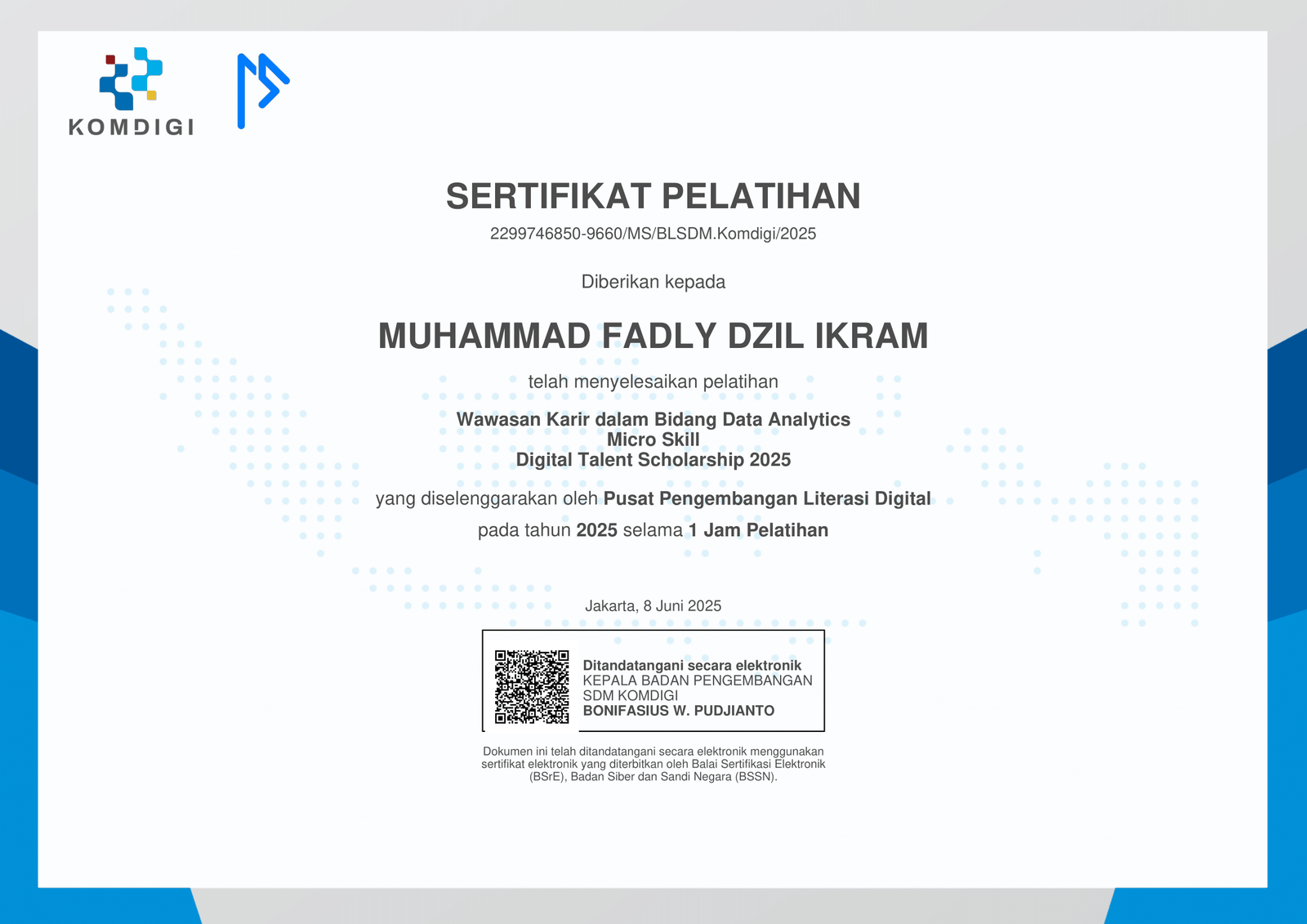 Sertifikat Wawasan Karir dalam Bidang Data Analytics